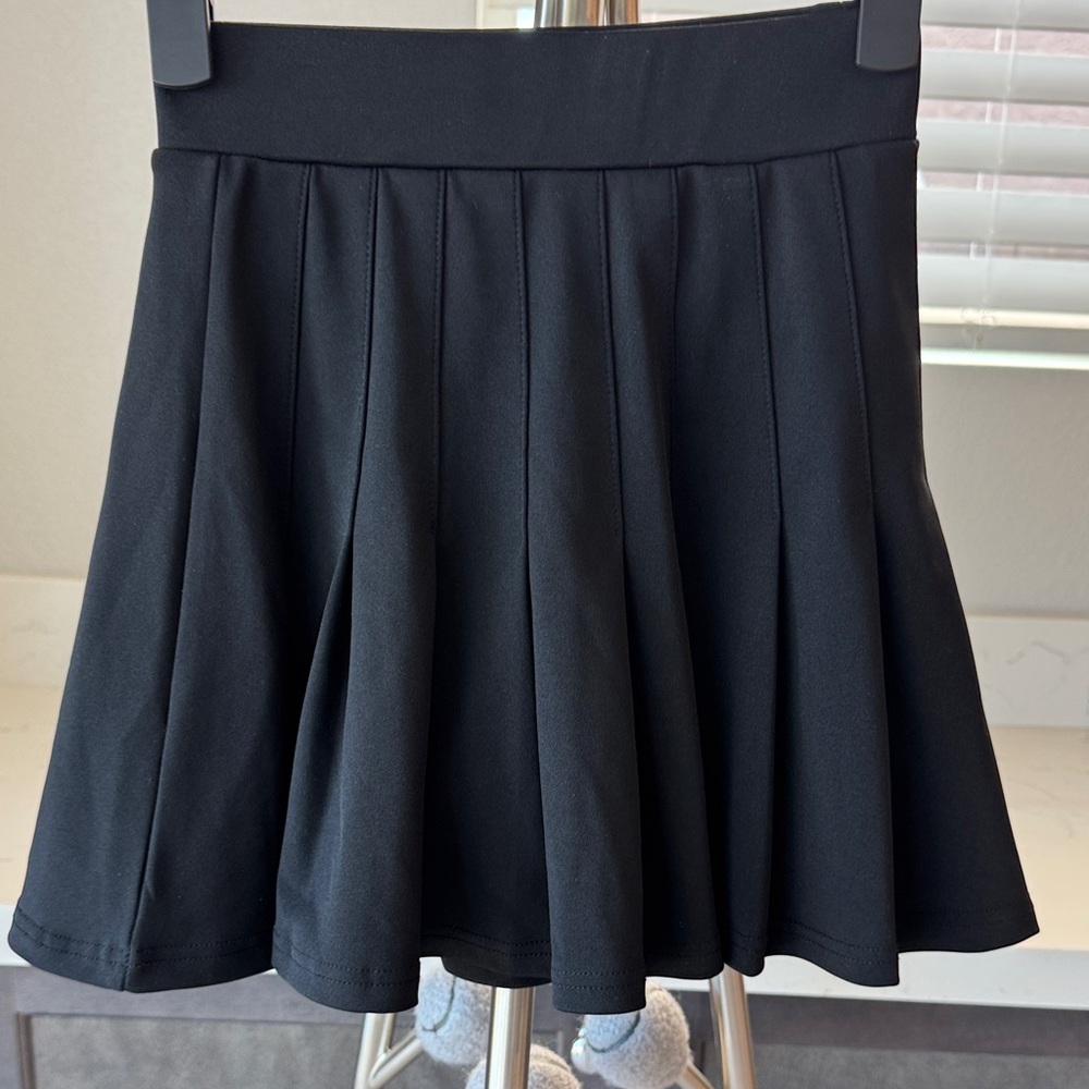 Black Pleated A-Line Skirt
